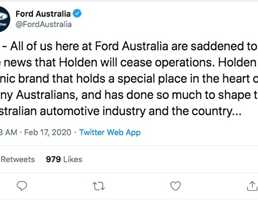 Ford Australia Pays Respects To Rival Holden After Closure Announcement