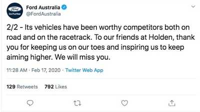Ford Australia Pays Respects To Rival Holden After Closure Announcement